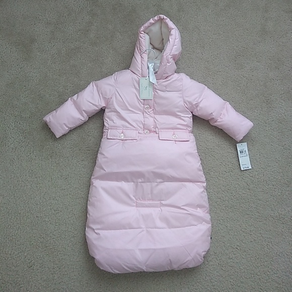 NWT Ralph Lauren Girls Hooded Purple Quilted Down Jacket Coat 9m 12m 18m NEW